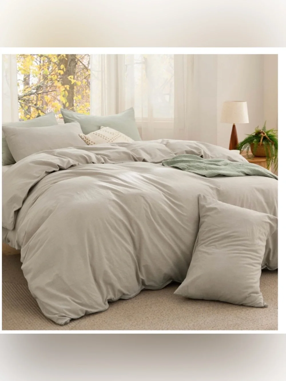 Bedsure ‘Purewoven’ TWIN SIZE Comforter 100% Pre-Washed Cotton - LINEN